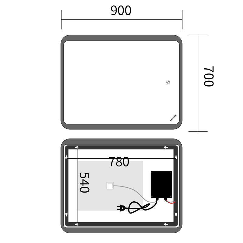  Дзеркала з підсвічуванням MIXXUS Premium OLIVARY MR19-90x70-REVERSE Дзеркало (LED Touch, Anti-fog, димер (3-6,5kK)) (MP6630)