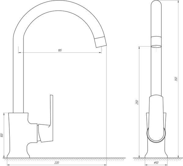 Смесители для кухни Globus Lux Смеситель для кухни Laguna GLA-0203SL-10-BB