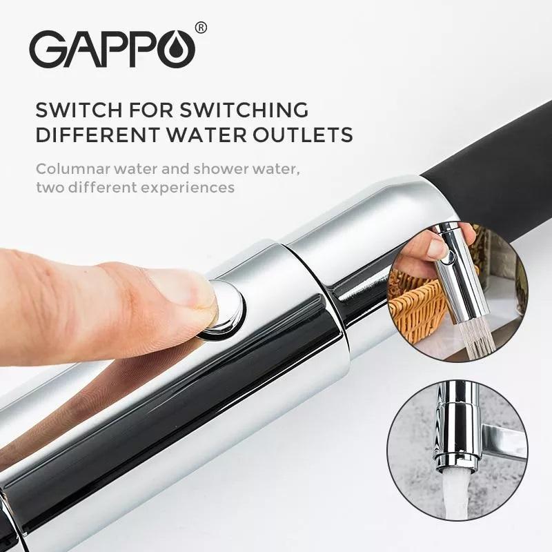 Змішувачі для кухні GAPPO G4398-15 Змішувач для кухні під фільтр (чорний/хром)