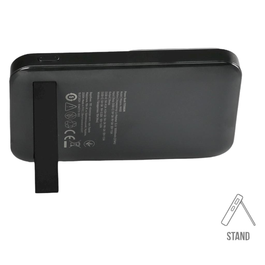 Повербанки (POWER BANK) TITANUM TPB-MA02-B Power bank 10000mAh PD20W 22.5W Black (с беспроводной зарядкой)