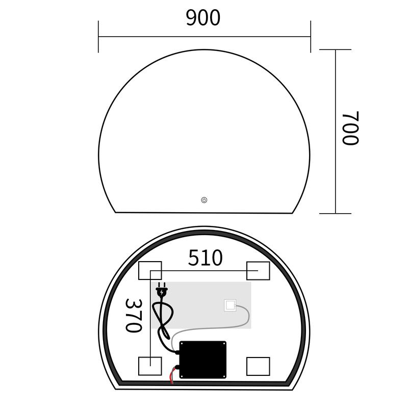  Дзеркала з підсвічуванням MIXXUS Premium TOPPER MS01-90x70-REVERSE Дзеркало (LED Touch, Anti-fog, димер (3-6,5kK)) (MP6632)