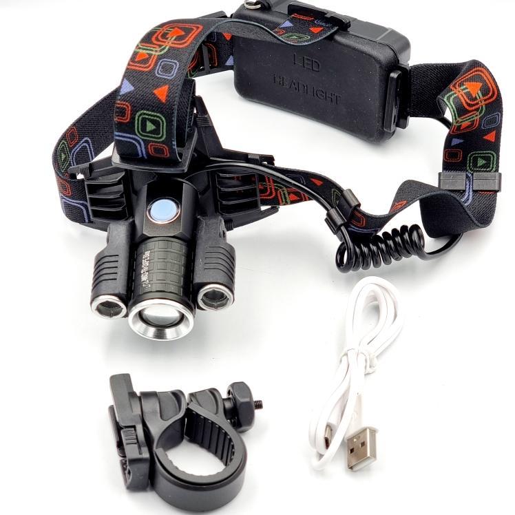 Фонари налобные X-Balog Фонарь налобный 2*18650, micro USB, велокрепление BL-W602-T6+2XPE BIKE
