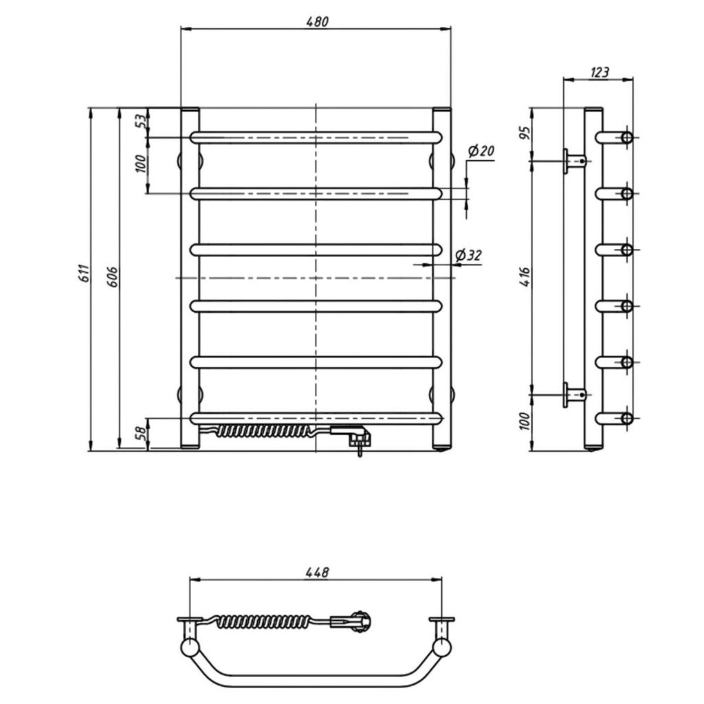 Полотенцесушители (электрические) NAVIN Полотенцесушитель электрический Блюз 480*600 левый (белый) 12-006130-4860