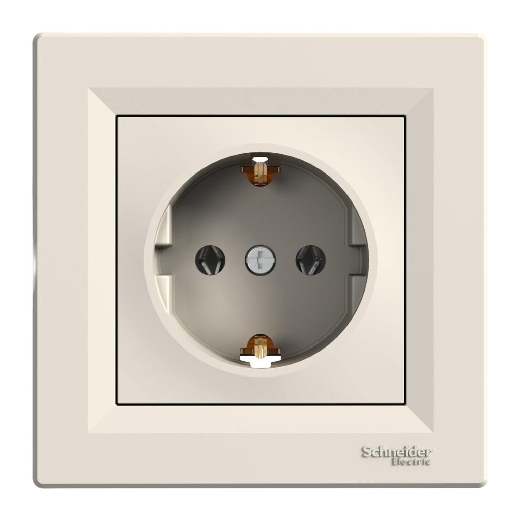 ASFORA (кремовая) Schneider ASFORA Розетка 1-я с/з (кремовая) EPH2900123
