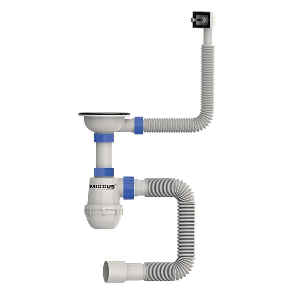 Сифоны (умывальник/мойка) MIXXUS SK-02-A Сифон для кухни 3 1/2x40 с нержавеющей сеткой, гибким прямоугольным переливом (MI8194)