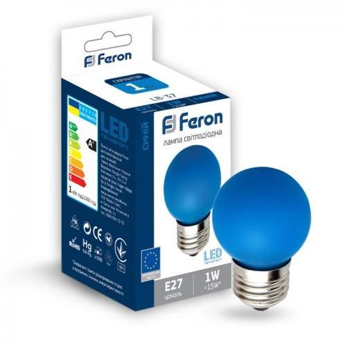 LED-Лампи Feron LED-Лампа куля 1w E27 (синя) LB-37