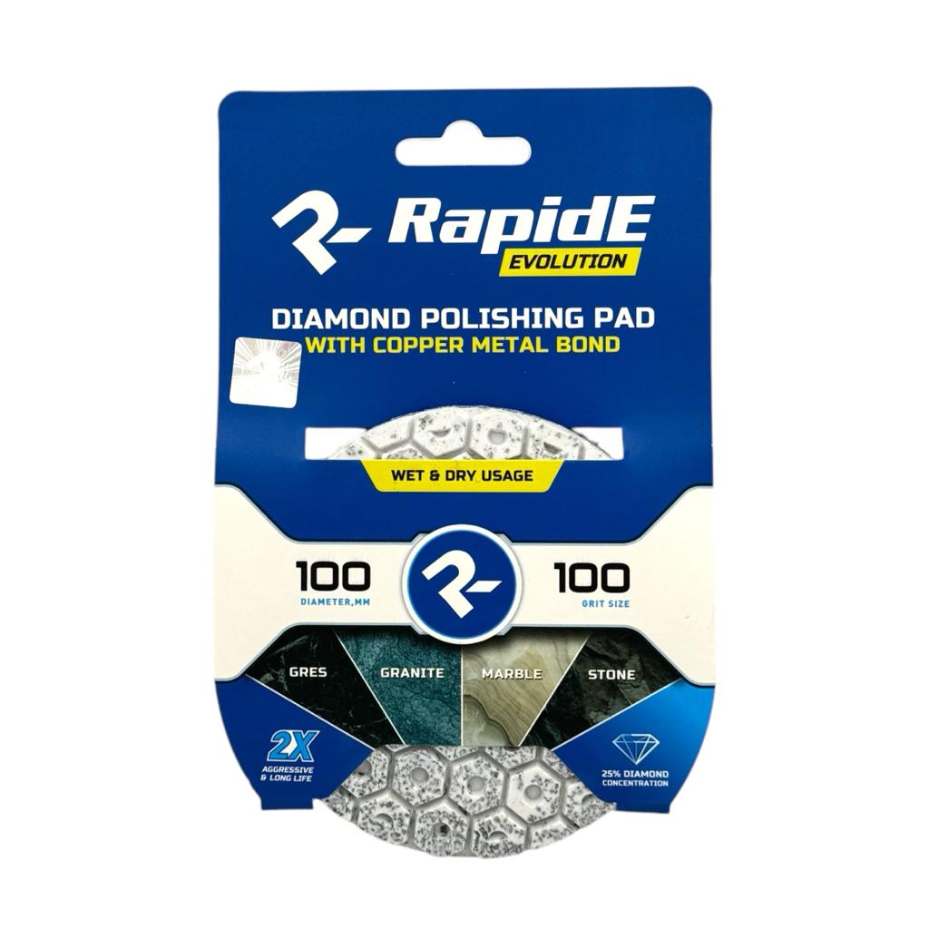 Круги шлифовальные для плитки RAPIDE Evolution Круг шліфувальний для плитки металізований (черепашка) Ø100мм. P100