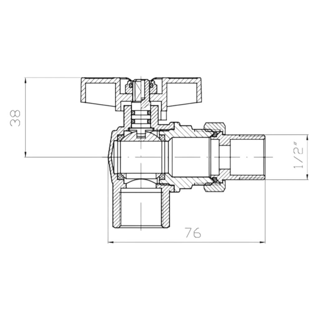 Крани серії Red KOER Extreme KE.228-15 - 1/2 Кран кутовий кульовий з американкою PN40 DN15 (1/2) чм (KR5763)
