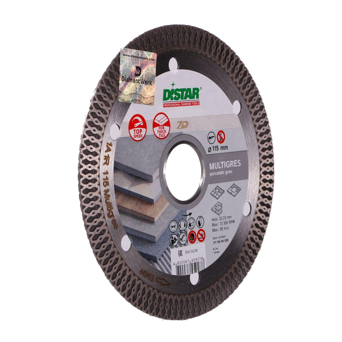 Диски алмазные DISTAR 1A1R MULTIGRES Диск алмазный 115x1,6/1,0x10x22,23мм. 11115494009