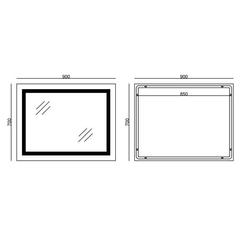 Зеркала с подсветкой MIXXUS LIGHT MR01-90x70 Дзеркало (LED Touch, Anti-fog, димер, регулюванням яскравості, годинник) (MI5999)