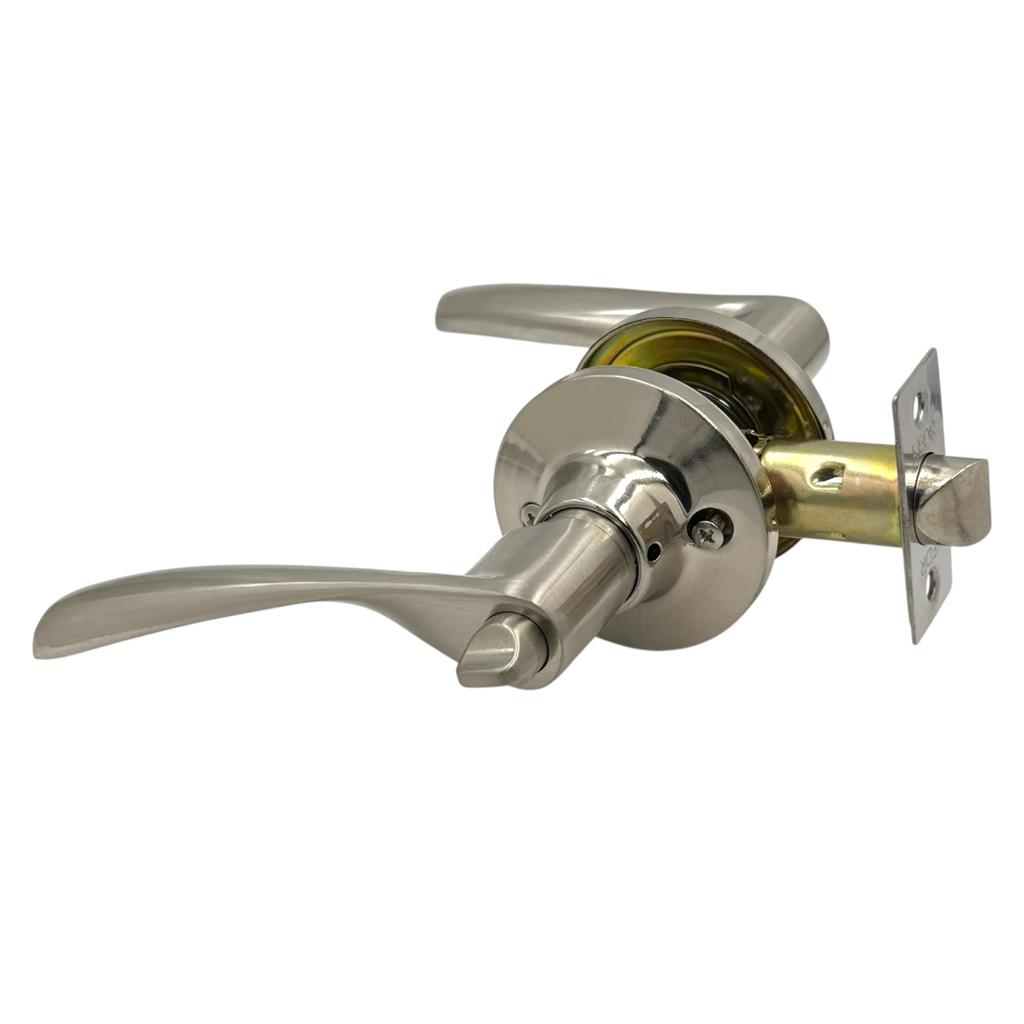 Ручки межкомнатные KEDR D80-23BK-SS Защелка врезная с ручками без ключей (никель)