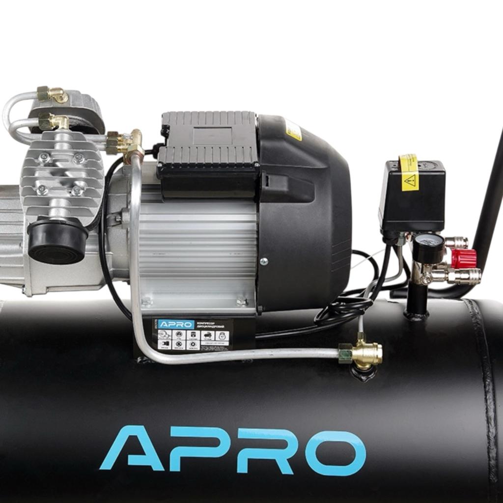Компресори повітряні APRO Компресор двоциліндровий OFD-100MX 8Бар 2.8кВт 430л/хв 100л (2 крана) + Олива 0,2 л 850179
