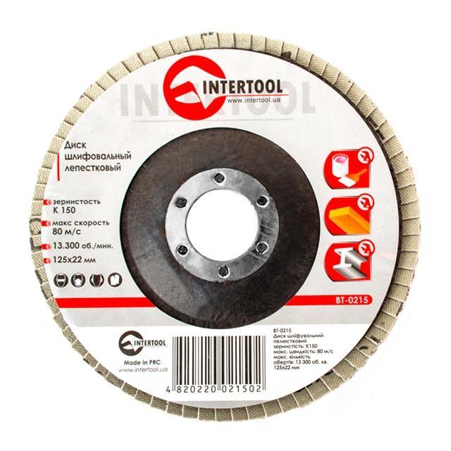 Диски лепестковые INTERTOOL Диск шлифовальный лепестковый торцевой Ø125мм. К150 BT-0215