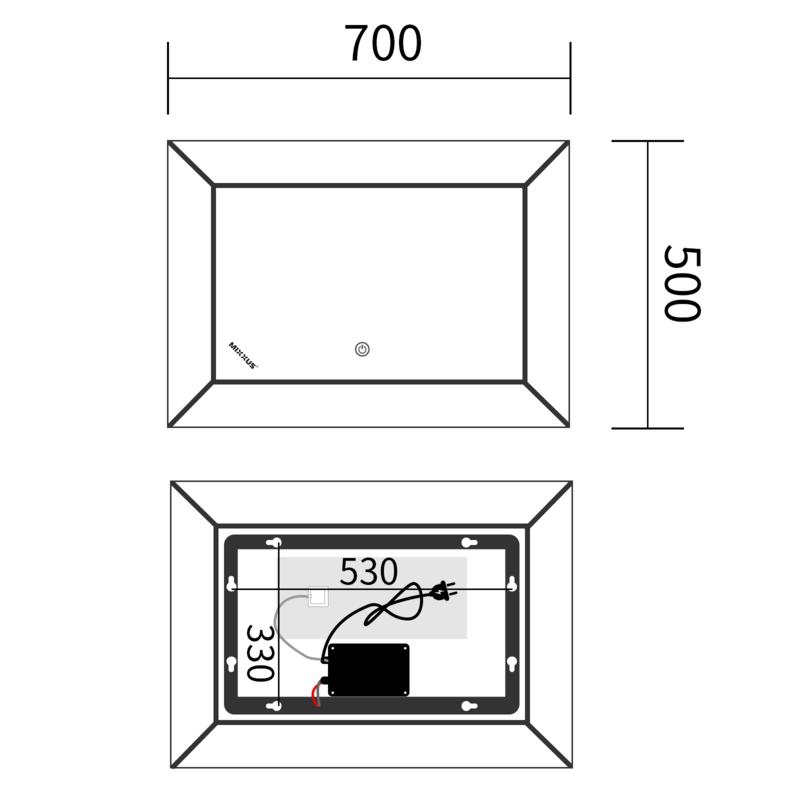  Дзеркала з підсвічуванням MIXXUS Premium CUBIC MR14-70x50-REVERSE Дзеркало (LED Touch, Anti-fog, димер) (MP6647)