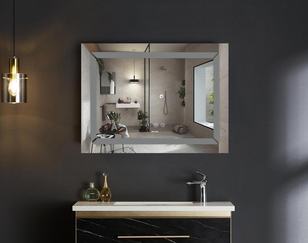 Зеркала с подсветкой MIXXUS LIGHT MR01-90x70 Дзеркало (LED Touch, Anti-fog, димер, регулюванням яскравості, годинник) (MI5999)