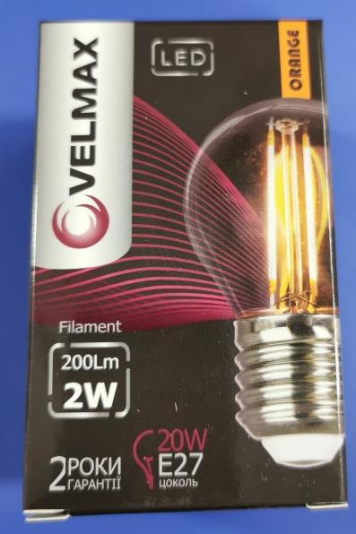 LED-Лампы VELMAX LED-Лампа FILAMENT шар 2w E27 (оранжева) 21-41-35