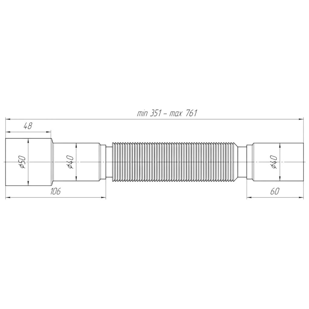 Гибкая труба Ani Plast K406EU Гнучка труба 40*40/50 (351-761мм.)
