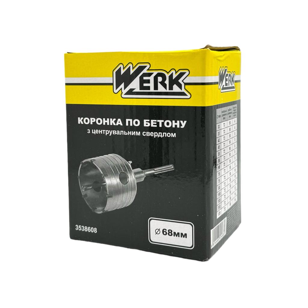 Коронки по бетону WERK Коронка по бетону 68мм + Переходник SDS Plus 110мм 3538608