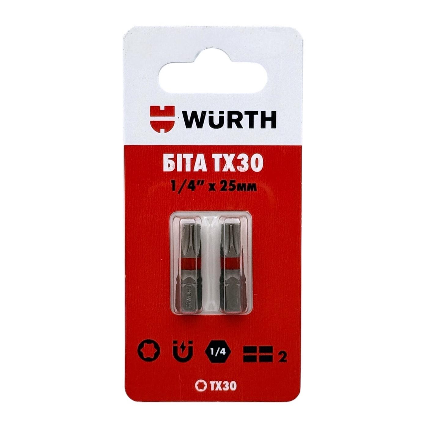 Біти та насадки для шуруповерту WURTH Біта TX30 25мм. (2шт.) 16143130902