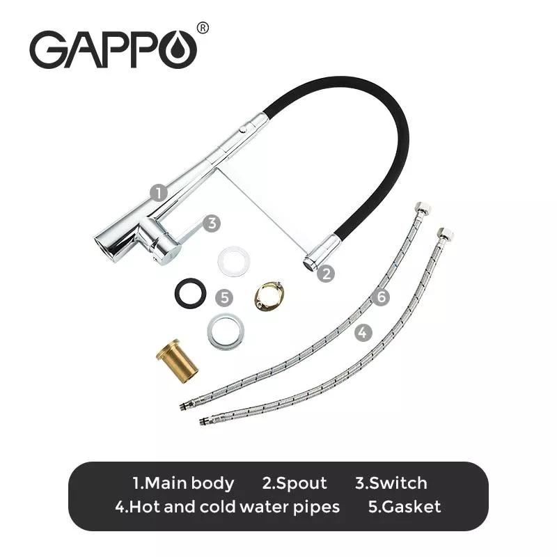 Змішувачі для кухні GAPPO G4398-15 Змішувач для кухні під фільтр (чорний/хром)