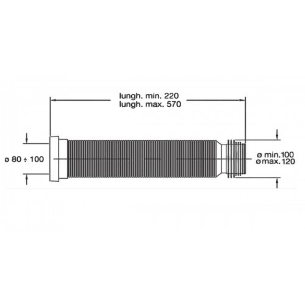 Гофра для унитаза AQUA FACTORY 5082UA65GR Гофра для унитаза Ø110, L=220-570мм. 46867