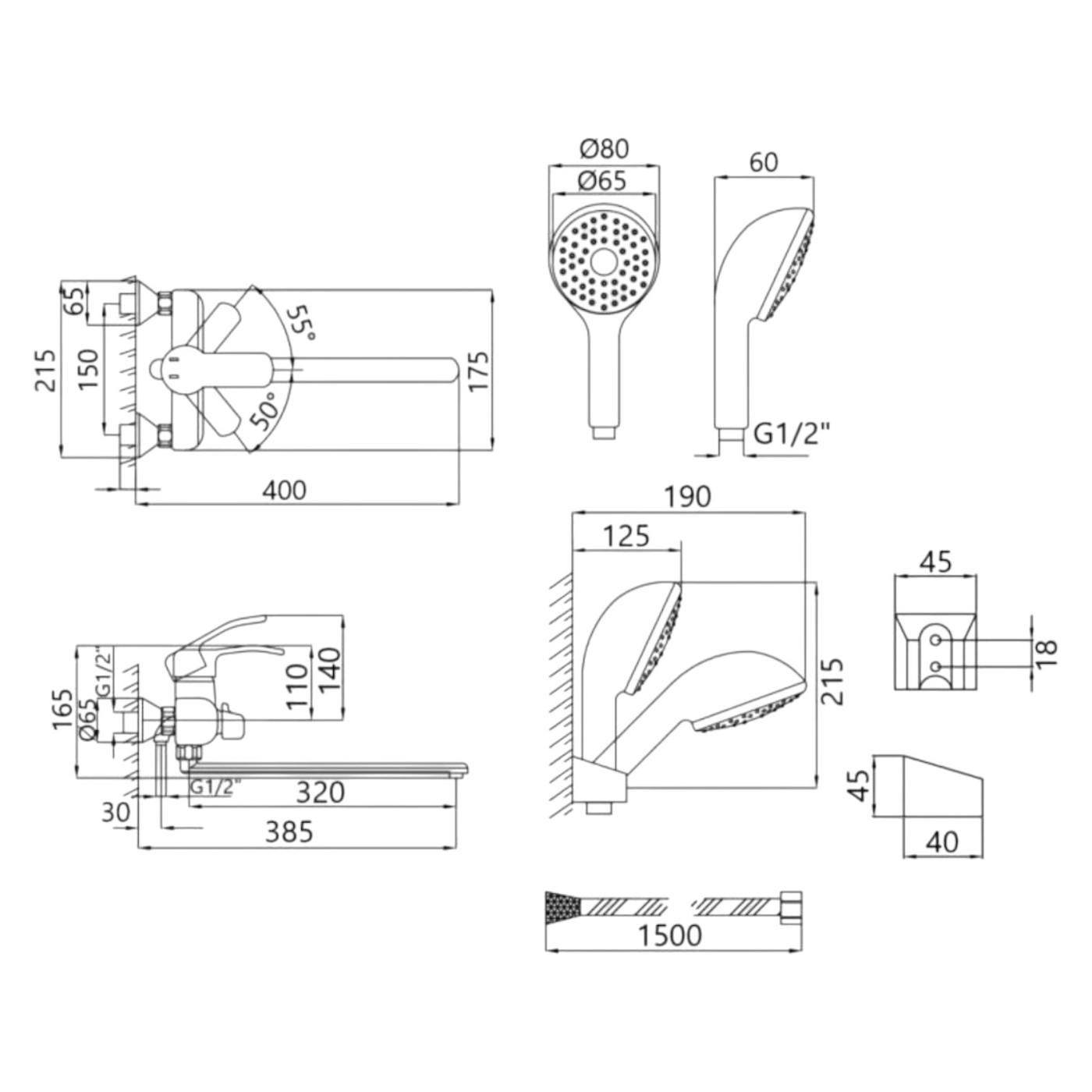 Смесители для ванной Lidz Anny 005 Chrome Змішувач для ванни (картридж 40мм) LDANN005CRM35120