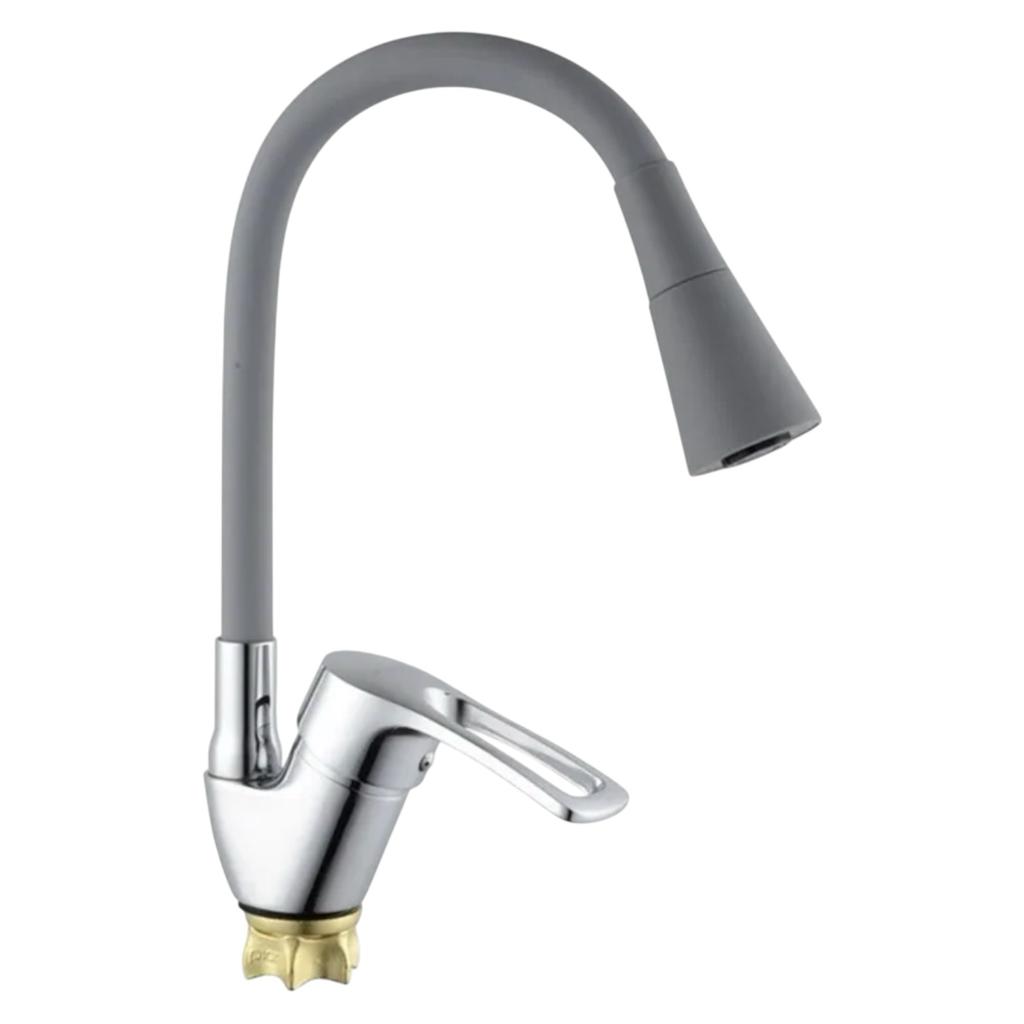 Смесители для кухни O&L CHAMPION YUB 011-181 (NUT) REFL.GREY Змішувач для кухні з силіконовим виливом (сірий)
