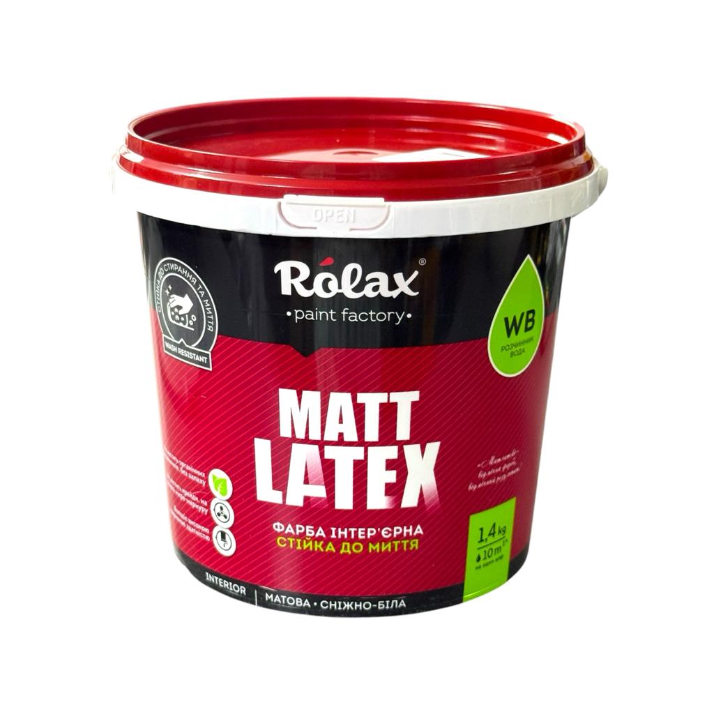 Краска водоэмульсионная акриловая  ROLAX MATTLATEX Краска интерьерная стойка к мойке 1,4 кг. (БЕЛАЯ)