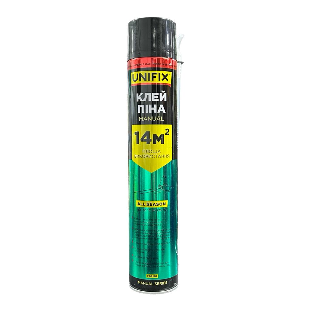 Піна монтажна UNIFIX Клей-піна монтажна всесезонна 14м²  750мл. 951232