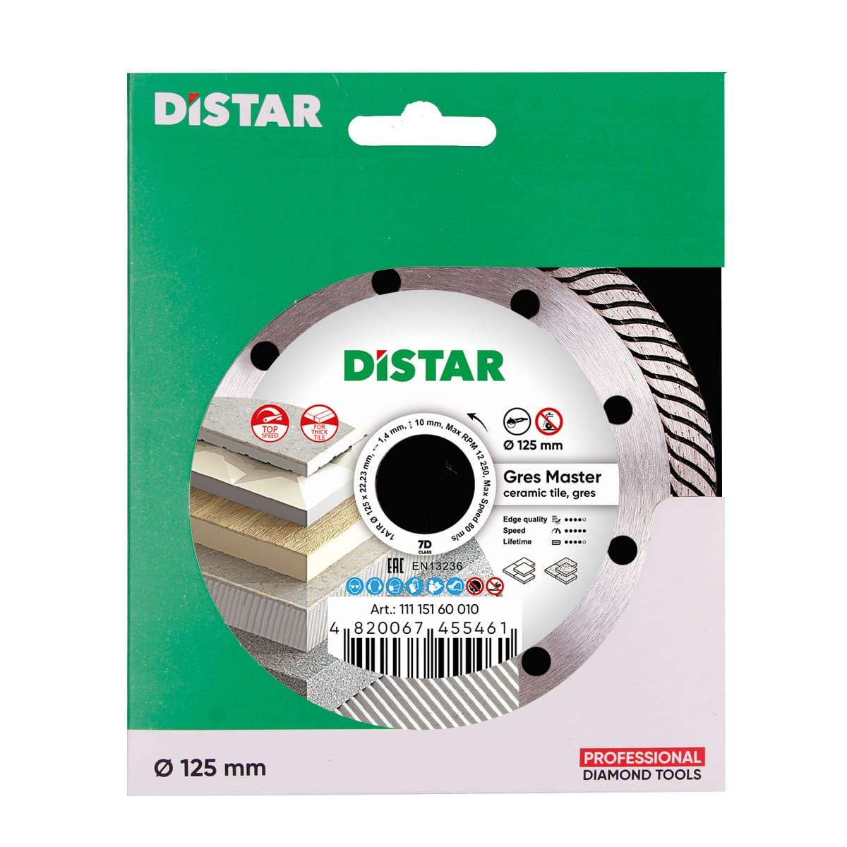 Диски алмазні DISTAR 1A1R GRES MASTER Диск алмазний 125x1,4/1,0x10x22,23мм. 11115160010