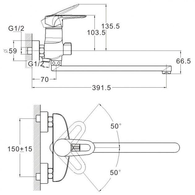 Смесители для ванной ZEGOR Смеситель для ванны Z63-NGB-A185