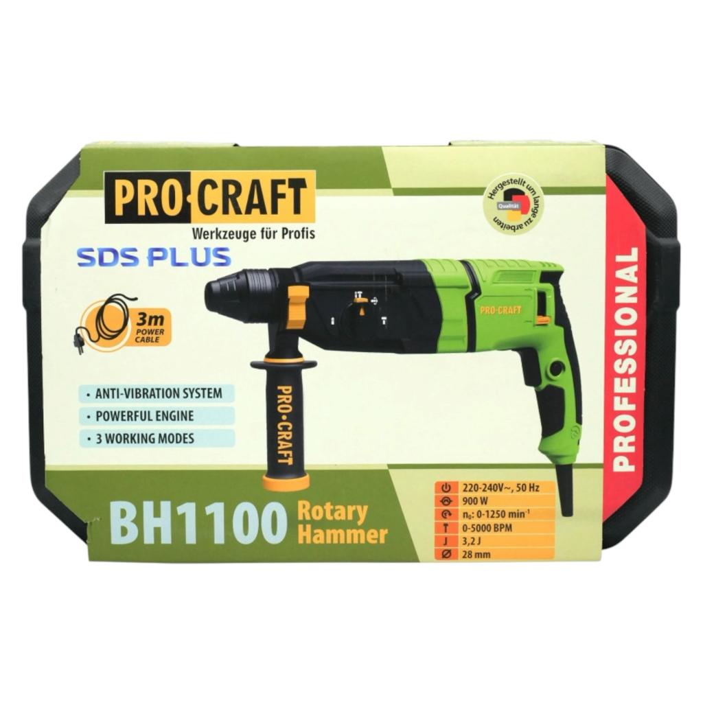Перфоратори (електричні) PROCRAFT Перфоратор прямий 3,2Дж. 900Вт. SDS PLUS BH1100