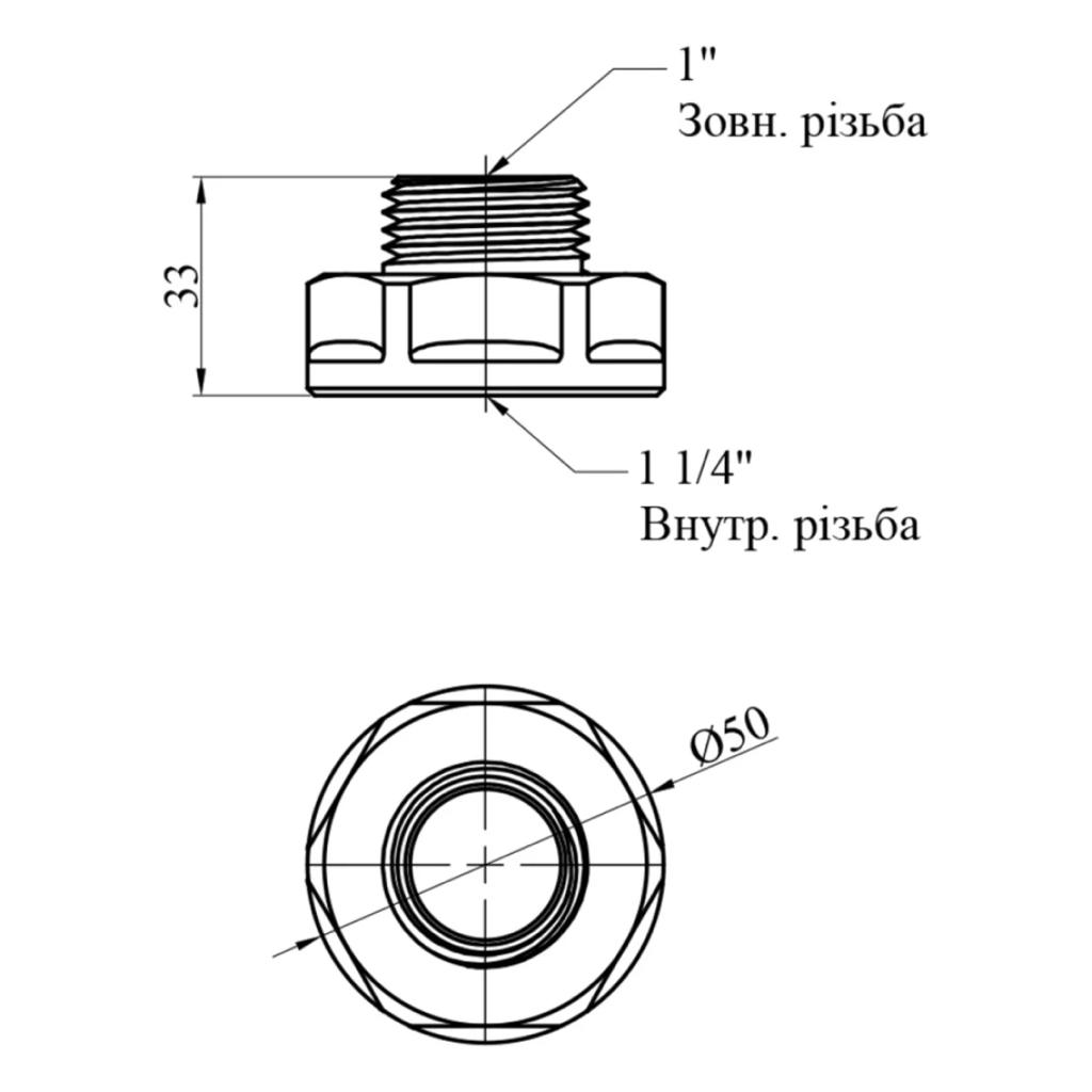 Резьбовые фитинги латунные LEXLINE Переходник 32(В)х25(С) (1 1/4В-1С) УК0605-В