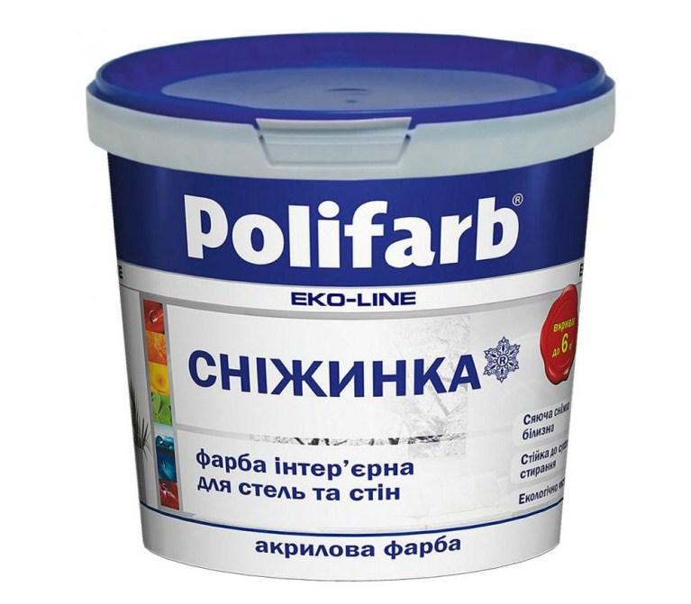 Краска водоэмульсионная акриловая  POLIFARB Краска водоэмульсионная акриловая 3,8 кг. СНЕЖИНКА