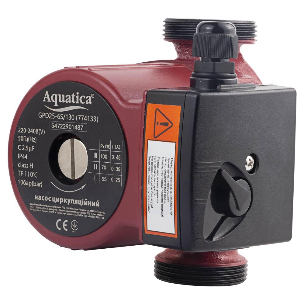 ЦИРКУЛЯЦІЙНІ НАСОСИ AQUATICA Насос циркуляційний 100Вт Hmax 6м Qmax 75л/хв Ø1½ 130мм+гайки Ø1 774133