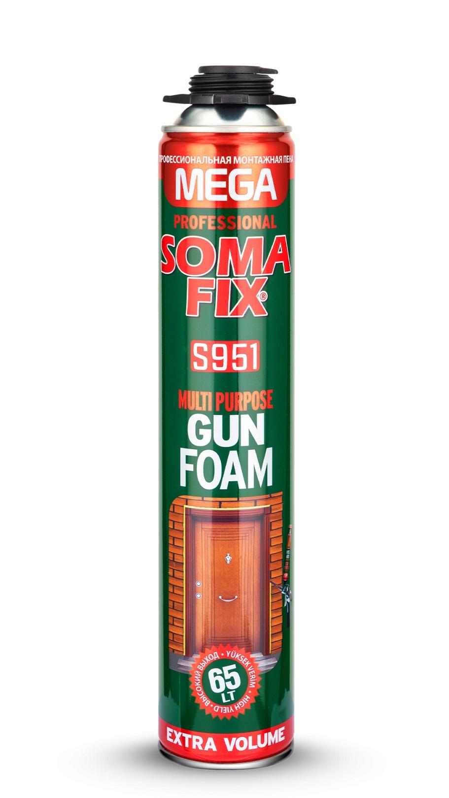 Пена монтажная SOMA FIX MEGA Пена монтажная (ПРОФИ 65л 850мл) S951