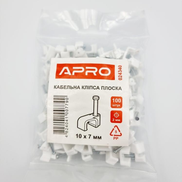 Скобы для кабеля APRO Скоба кабельная 10*7мм. БЕЛАЯ (плоская), (уп./100шт.) CC-S10