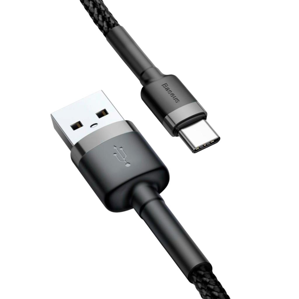 Кабелі та адаптери Baseus Кабель Cafule Series Fast Charging Data Cable USB to Type-C 3A 1,0m. Black-grey CATKLF-BG1