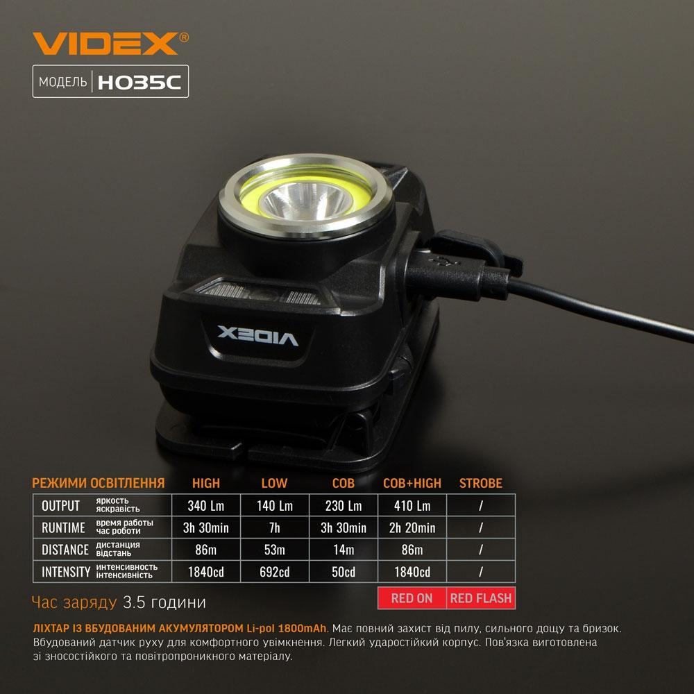 Фонари налобные VIDEX Фонарь налобный 410Lm 5000K VLF-H035C