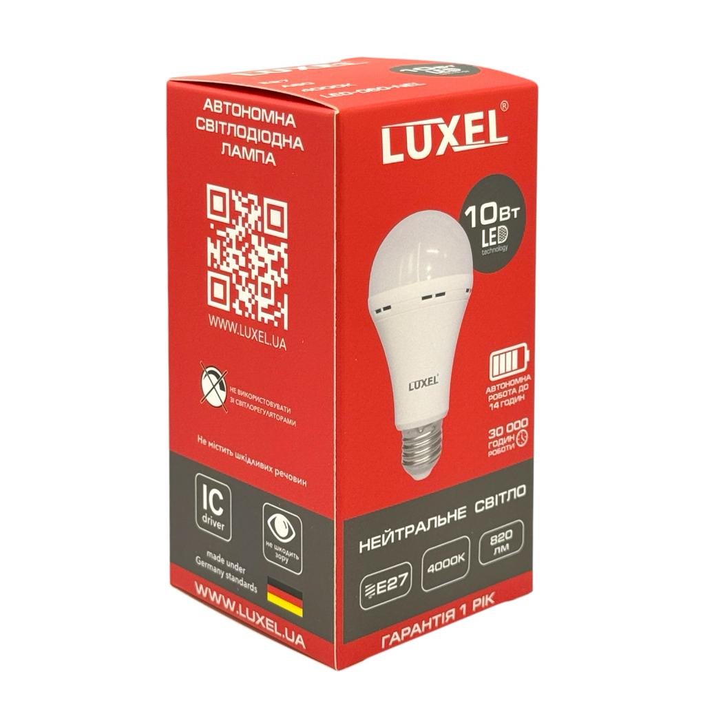 LED-Лампи LUXEL LED-Лампа акумуляторна 10W E27 4000K 820Lm A60 LED-060-NEL