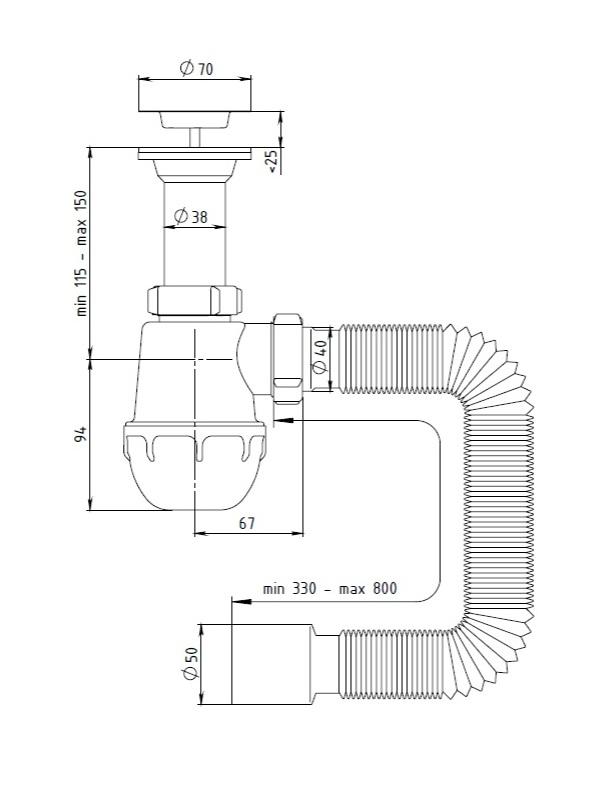 Сифоны (умывальник/мойка) SantehPlast M-01 Сифон «Тюльпан-Мойка»
