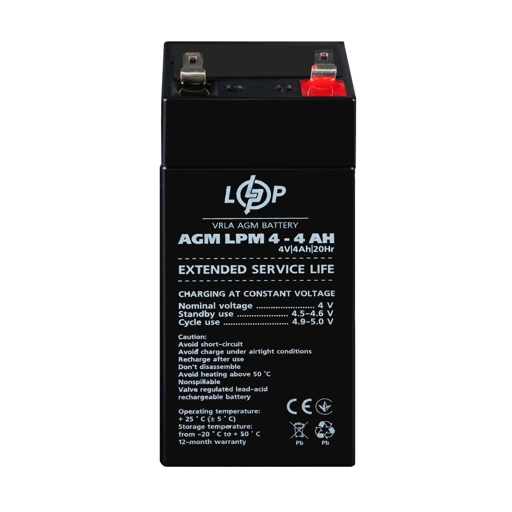 Аккумуляторы свинцово-кислотные (AGM) LogicPower Акумулятор свинцево-кислотний AGM LPM 4V/4Ah 4135