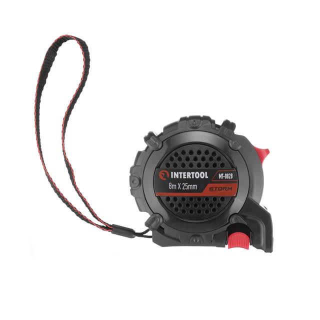 Рулетки INTERTOOL STORM Рулетка з металевим полотном покритим нейлоном та магнітами на зачепі 8м*25мм MT-0828