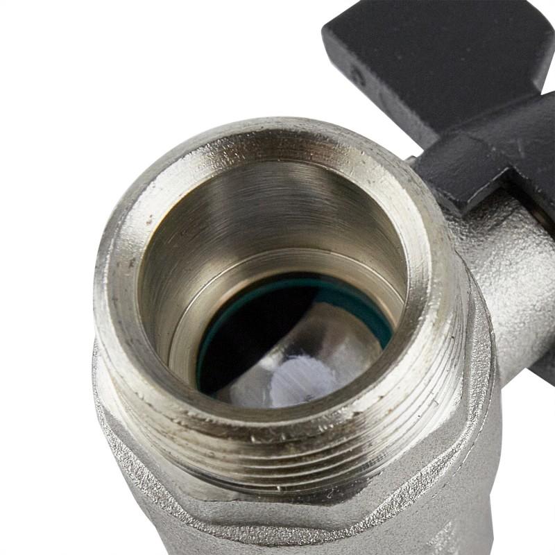 Краны серии Black Raftec BLACK Кран прямой шаровый с американкой DN20 (3/4)  чб DRBS2