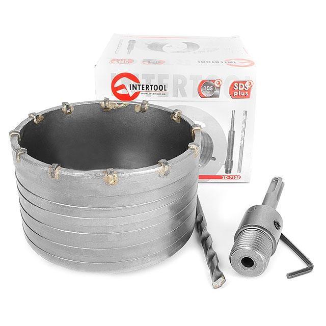 Коронки по бетону INTERTOOL Коронка по бетону 105мм + Перехідник SDS Plus 100 мм SD-7105