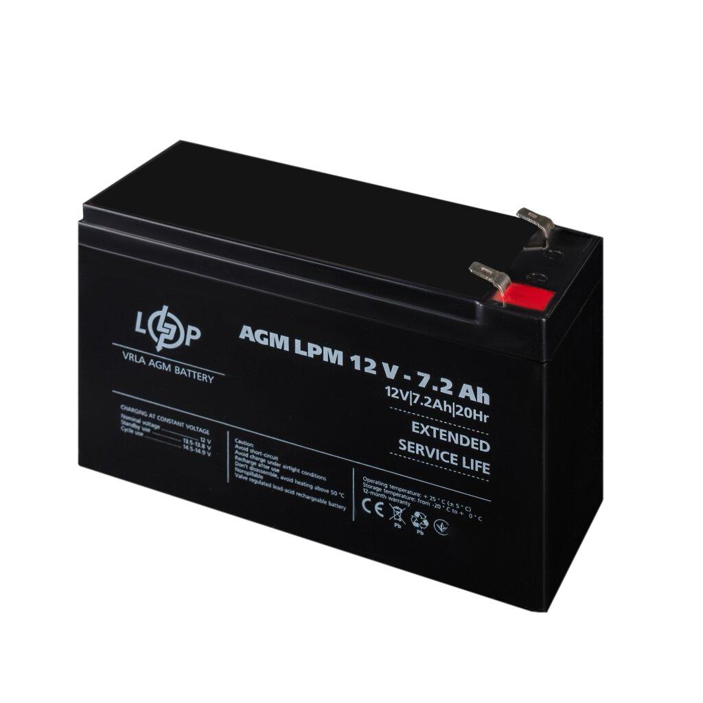 Аккумуляторы свинцово-кислотные (AGM) LogicPower Акумулятор свинцево-кислотний AGM LPM 12V/7,2Ah 3863