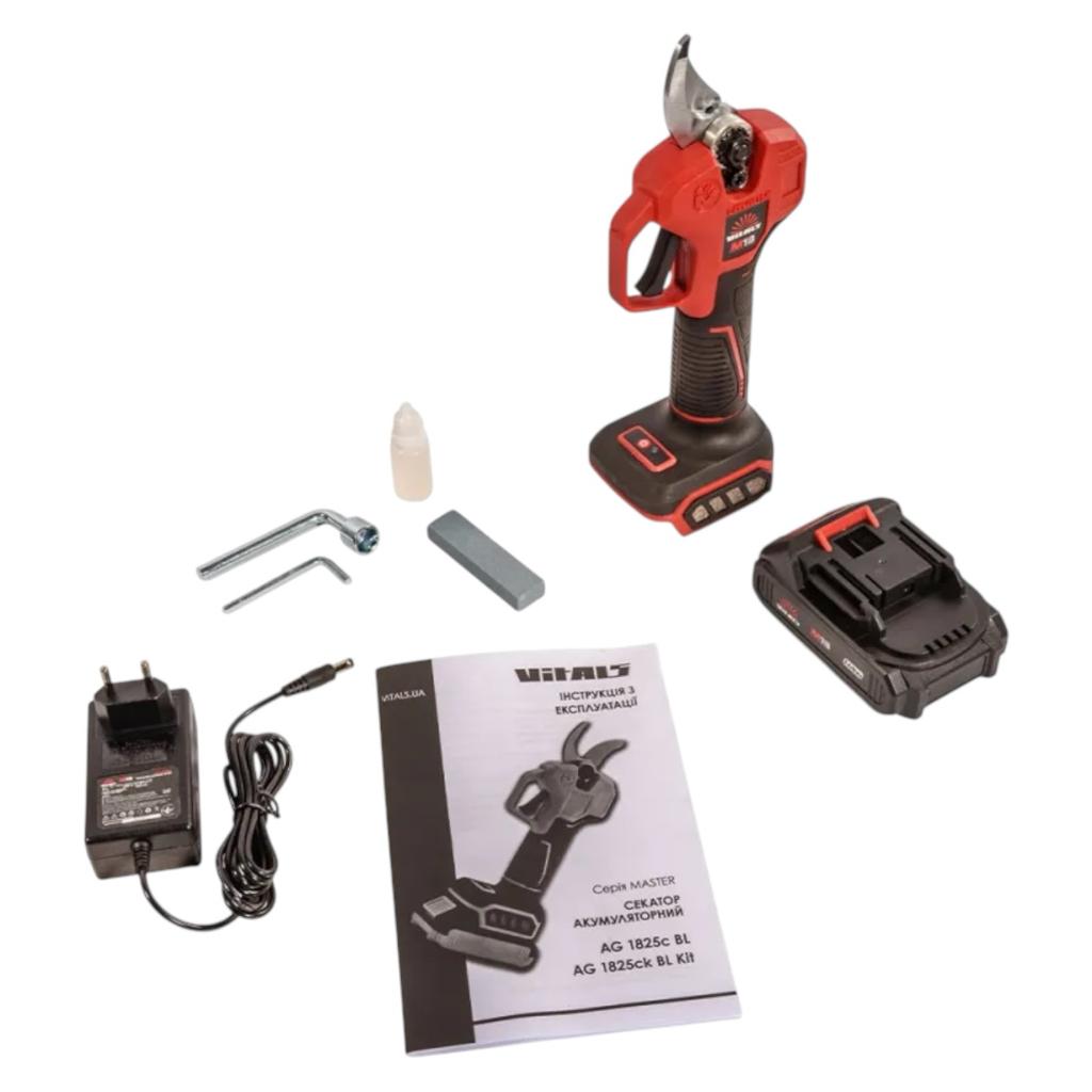 Секатори акумуляторні VITALS Master AG 1825ck BL Kit М18 Секатор акумуляторний безщітковий (з АКБ 1*2Ah та ЗП + кейс)
