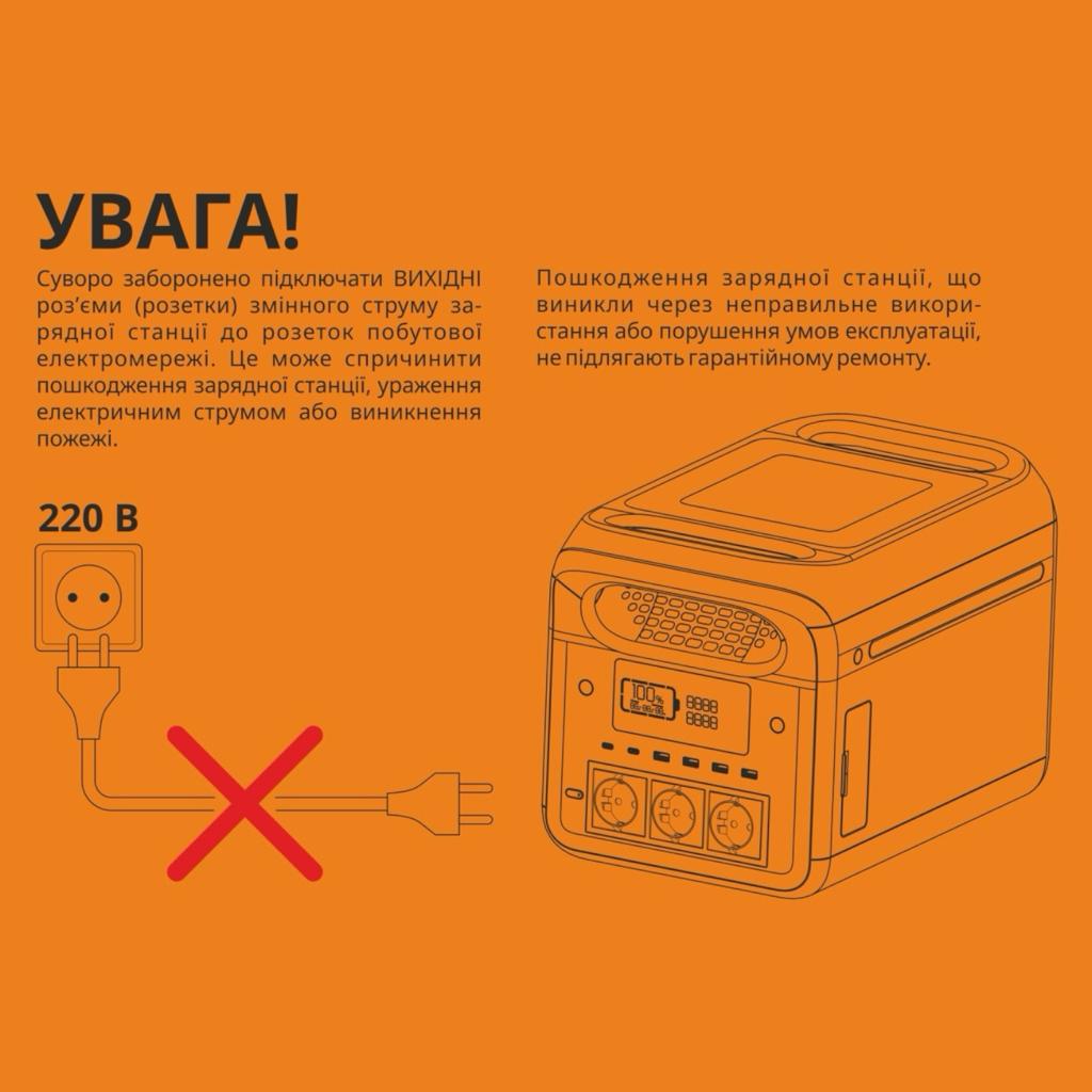 Портативні зарядні станції VIDEX OASIS 1800W Портативна зарядна станція 220В 1800Вт. (1229Вт-год) VPS-SG1-1KW8