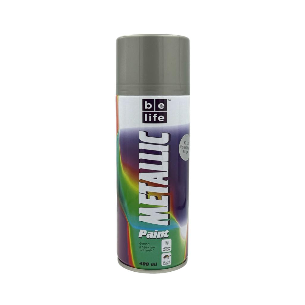 Фарба аерозольна BeLife Metallic Paint Фарба аерозольна універсальна №100 (елегантне срібло) 400 мл.