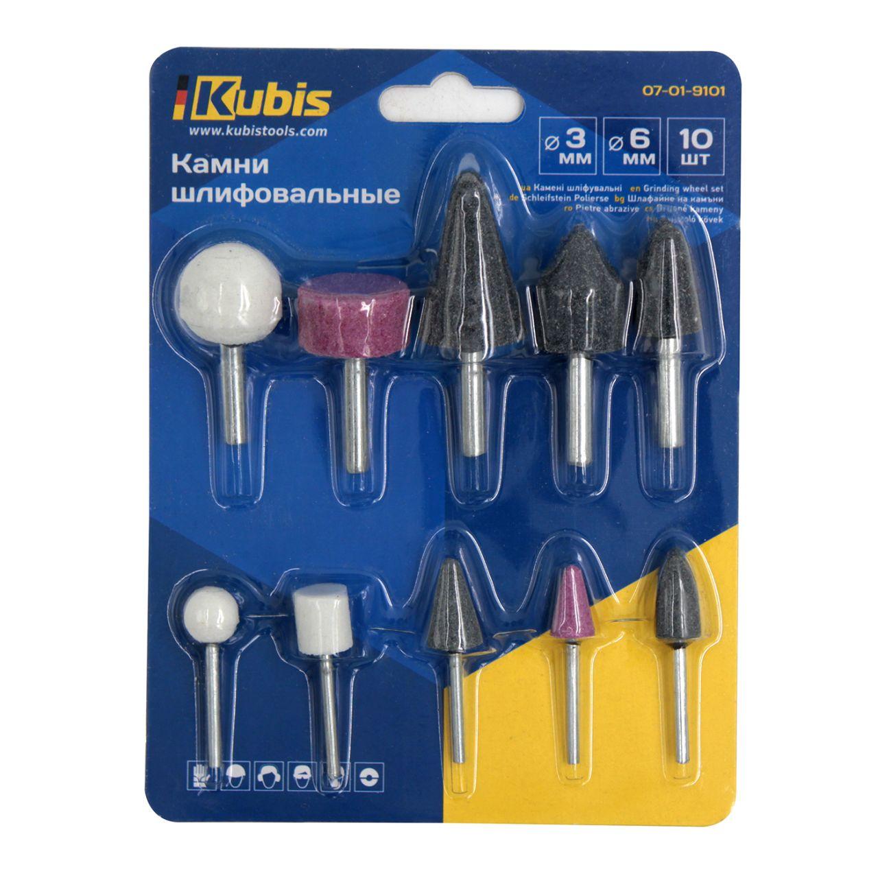 Камни шлифовальные, точильные KUBIS Набор камней шлифовальных Ø3/6мм. (уп.10ед.) 07-01-9101